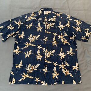 Pau Hana Hawaii Shirt Mens Large Blue Floral Hawaiian Short Sleeve Button Up